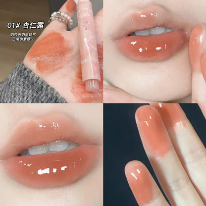 Heart-shaped Jelly Lipstick Waterproof Non-stick Cup Clear Mirror Lip Tint Moisturizing Glass Lip Glaze Lasting Makeup Cosmetics