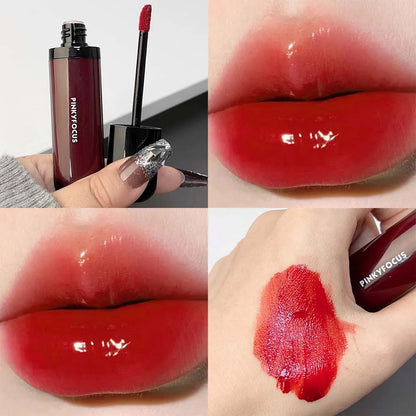 ijili  -  6Color Mirror Lip Gloss Lasting Moisturizing Water Glass Lip Glaze Transparent Tea Red Color Juicy Lip Tint Lips Makeup Cosmetic