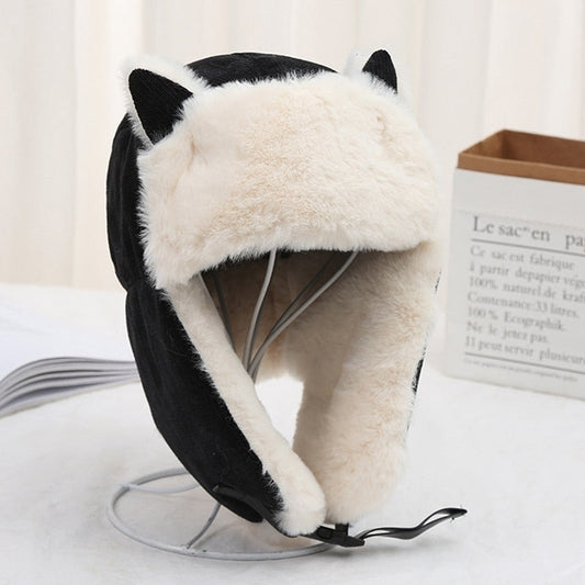 Women Warm Earmuffs Thicken Ear-flapped Hat Winter Cold-proof Warm Cotton Hat Cat Ears Cap  Winter Russian Hat