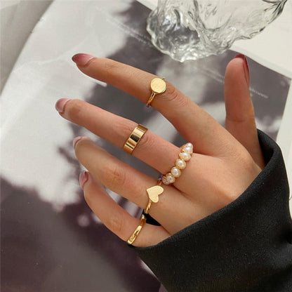 17KM Punk Retro Gold Silver Color Animal Snake Rings Set for Women Gothic Black Square Butterfly Chain Ring Jewelry