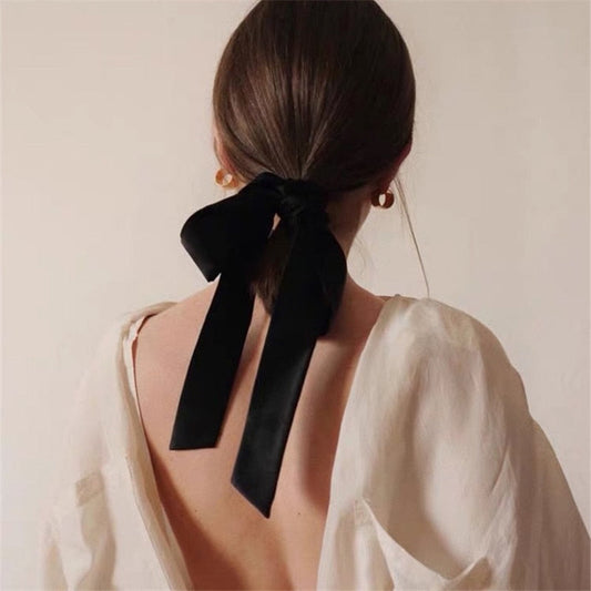 AOMU Sweet Hair Bands Velvet Hair Rope Black Bow High Elastic Hair Rope for Women Hair Accessories Autumn Headwear